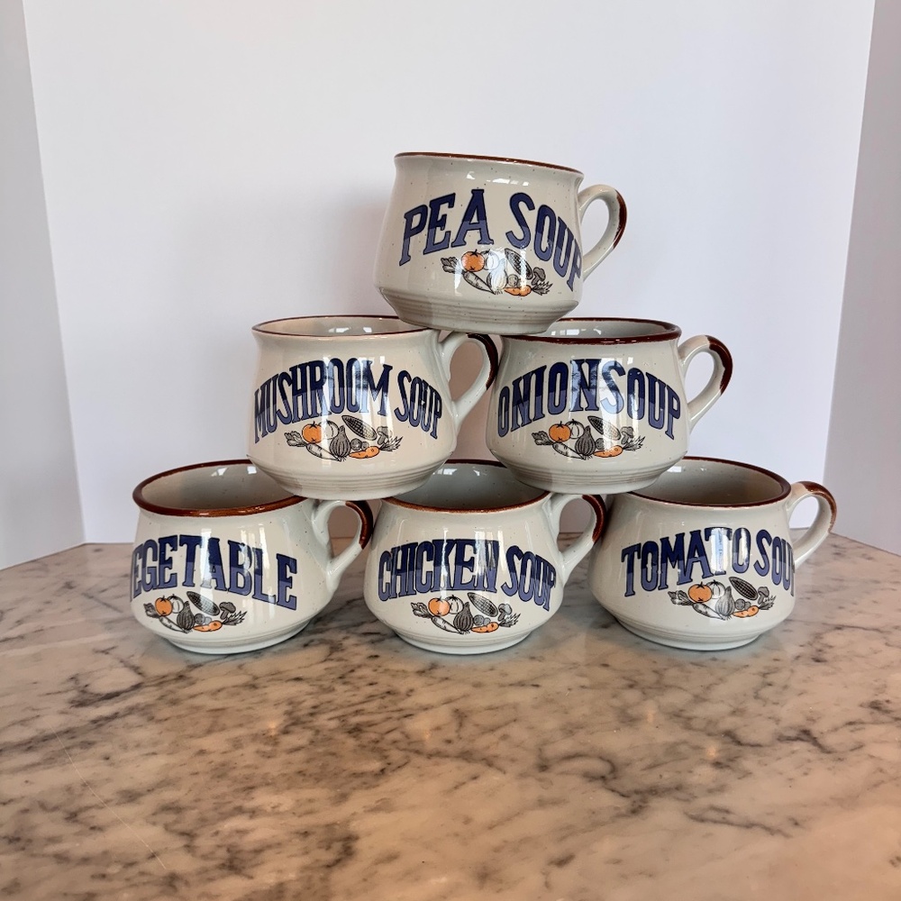 Vintage Festival made in Korea "Gris" Stoneware Soup Bowls.